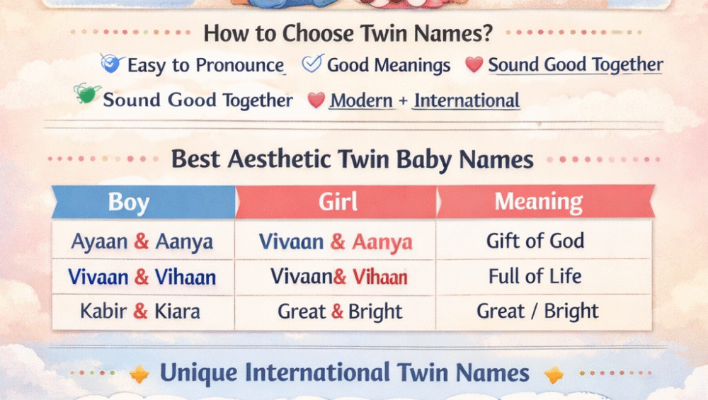 Best NRI Twin Baby Boy & Girl Names (Aesthetic & Modern Names)