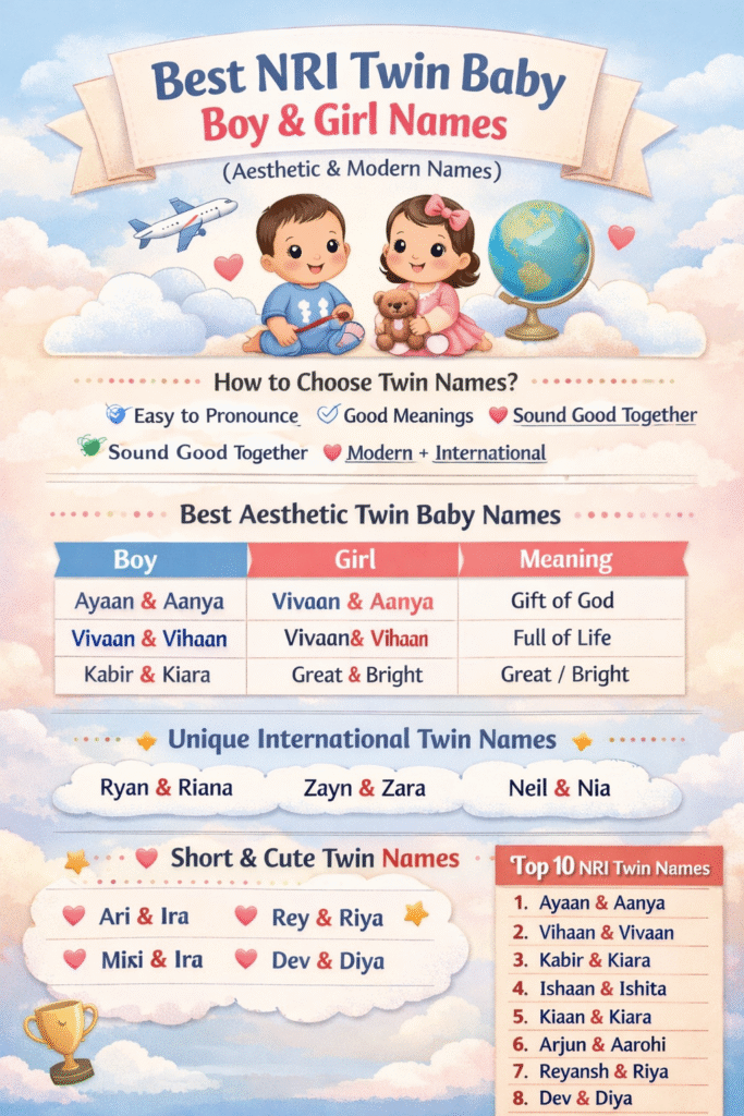 Best NRI Twin Baby Boy & Girl Names (Aesthetic & Modern Names)