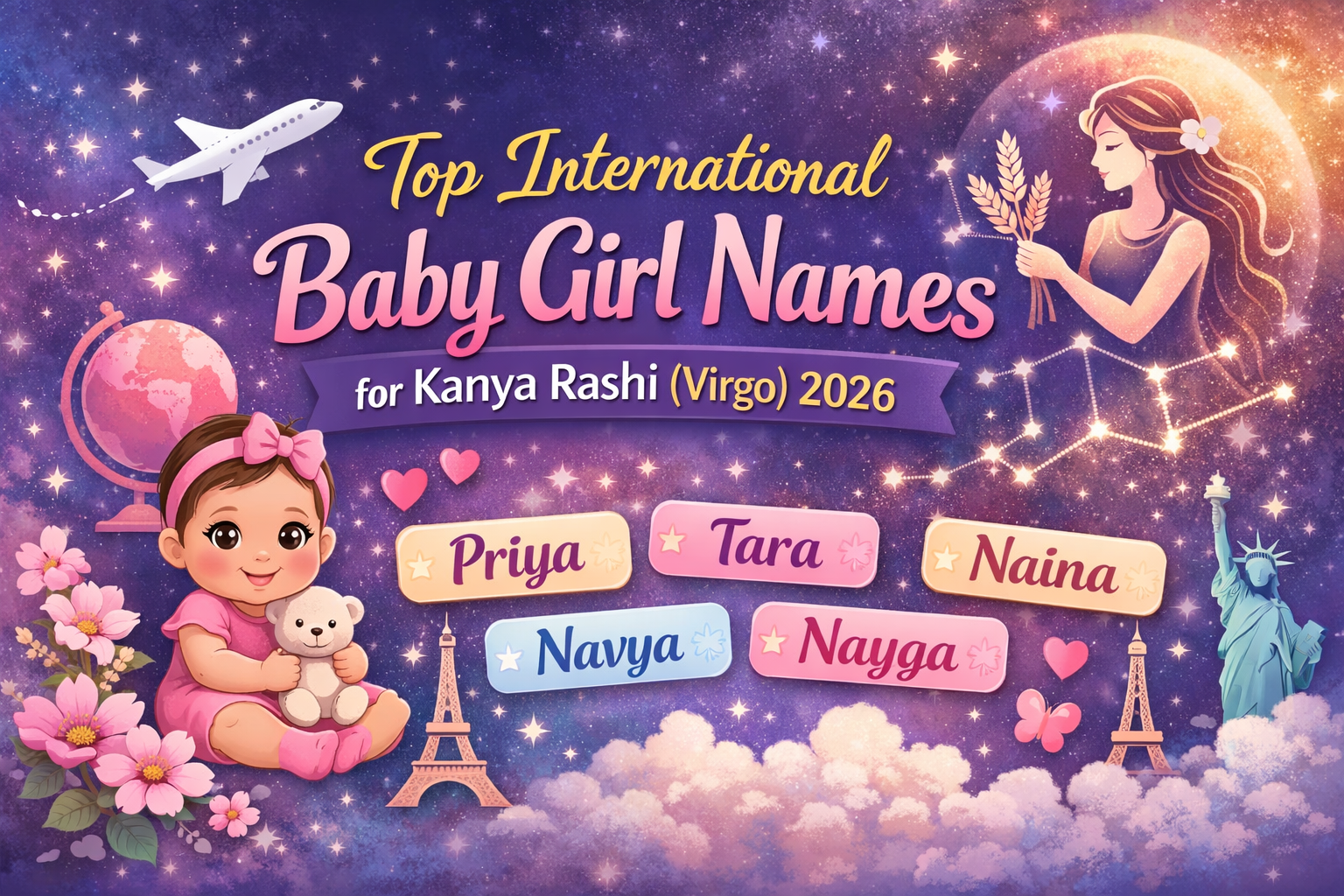 Top International Baby Girl Names for Kanya Rashi (Virgo) 2026 – Meanings & Deep Explanation